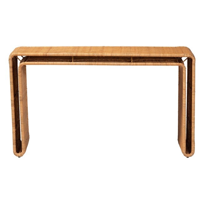 bali & pari Nevada Bohemian Light Honey Rattan Console Table, LIGHT HONEY, alternate image number null
