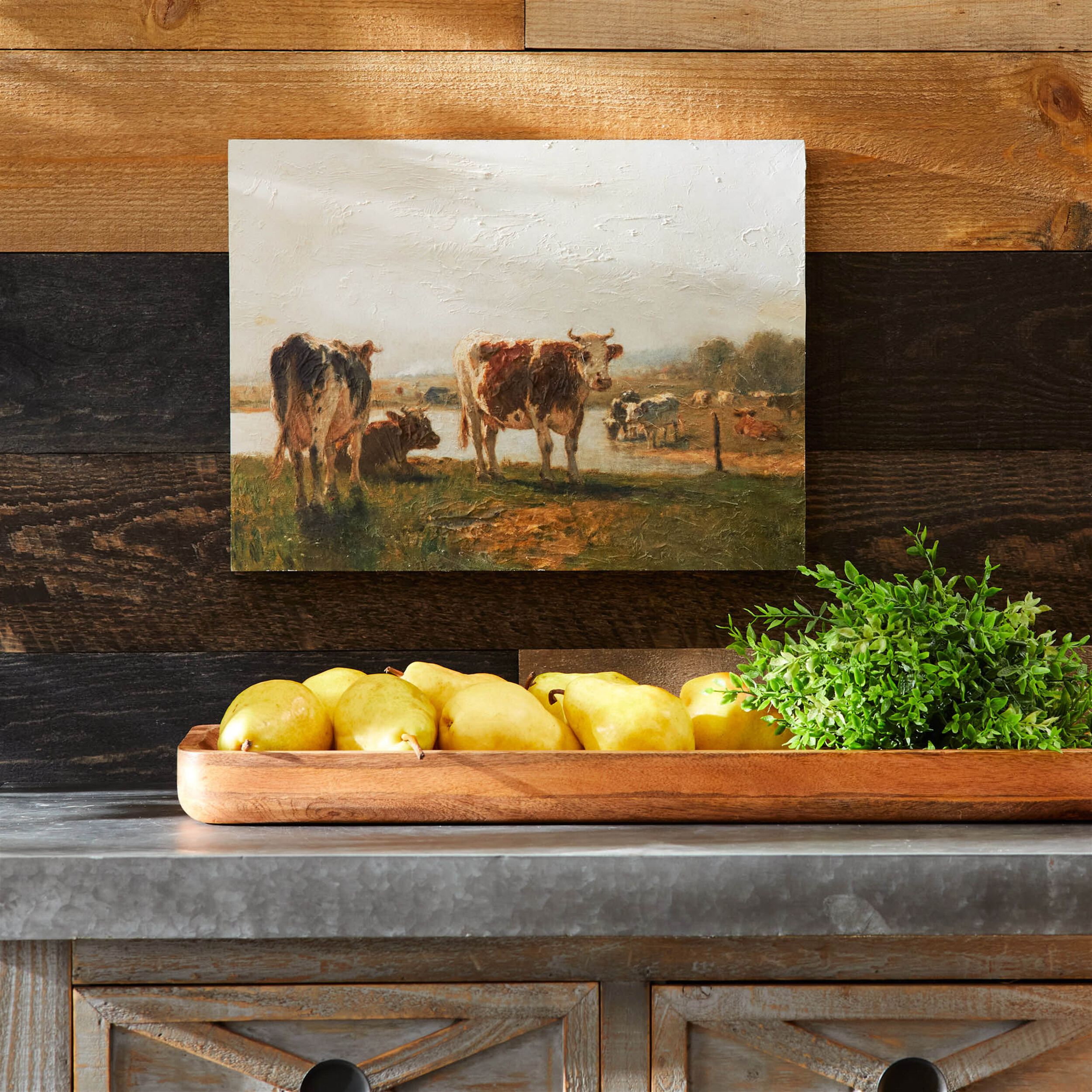 Cattle Landscape Print Wall Art 15.75INL, BROWN GREEN, alternate image number 2
