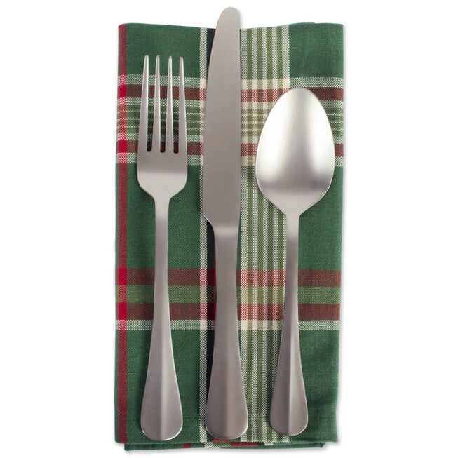 Dark Green Plaid Napkin, Set of 6, , alternate image number 2
