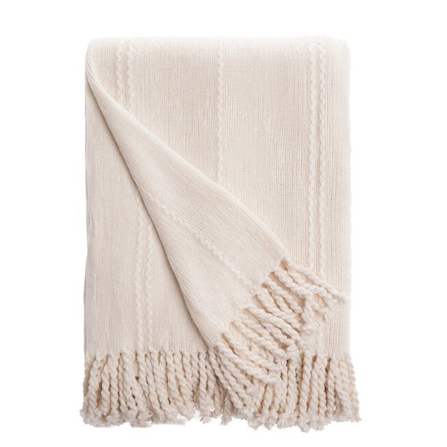 Battilo Home Cable Knit Woven Luxury Throw Blanket With Tasseled Ends, 50 inchesx60 inches, , on-hover image number 1