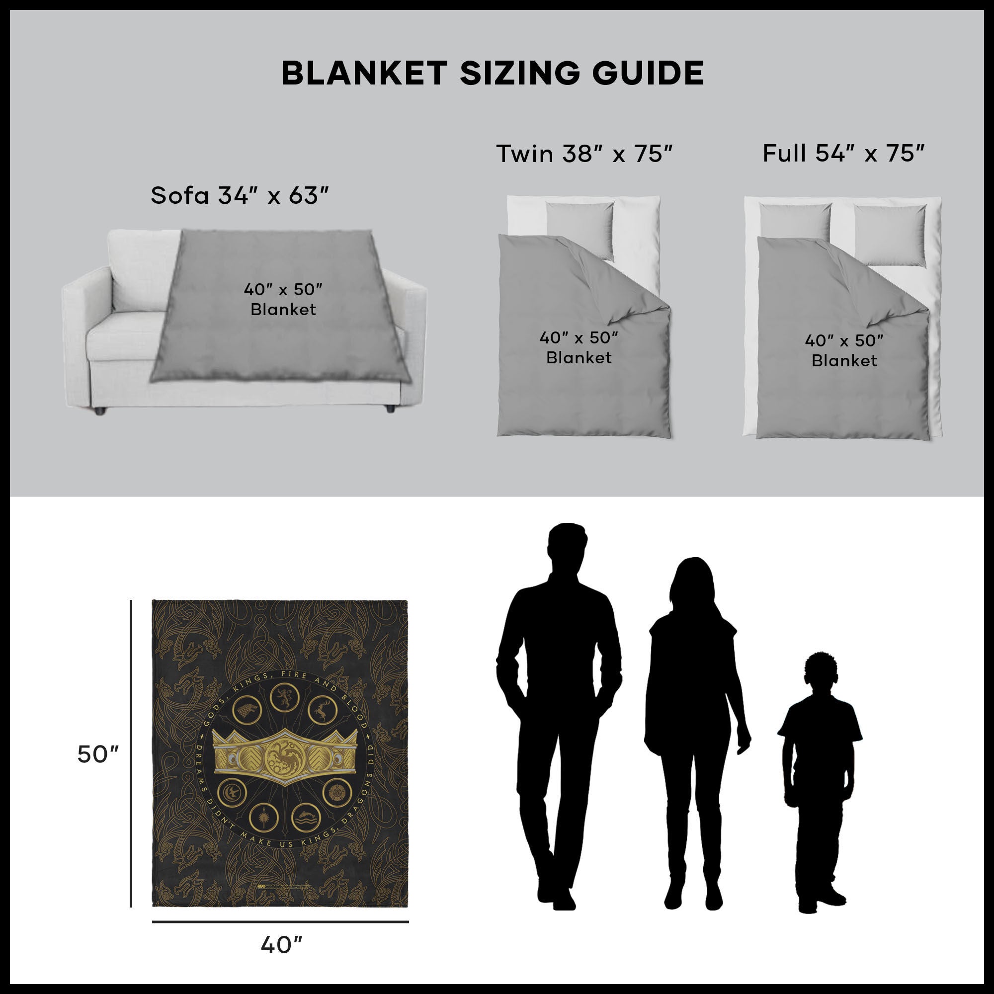 Warner Bros. House of the Dragon Dragons Did Silk Touch Throw Blanket 40x50 Inches, BLACK, alternate image number 5