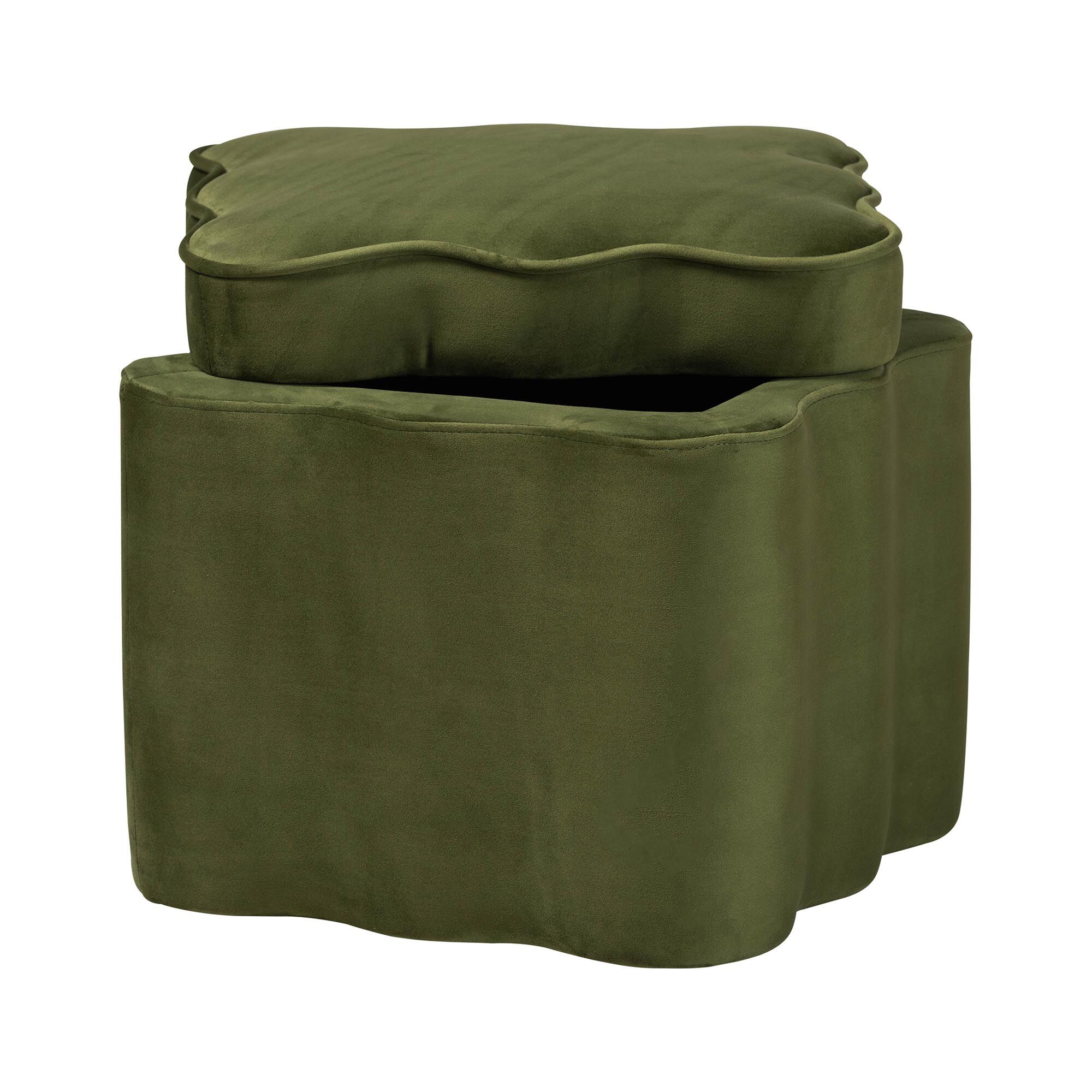 Paulina Velvet Storage Ottoman, GREEN, alternate image number 2