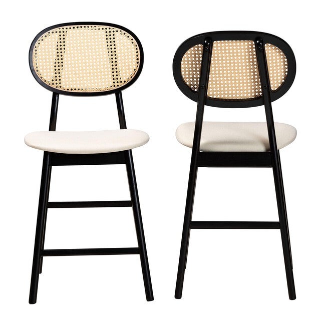 Darrion Mid-Century Modern Grey Fabric And Walnut Brown Finished Wood 2-Piece Counter Stool Set, , alternate image number 15