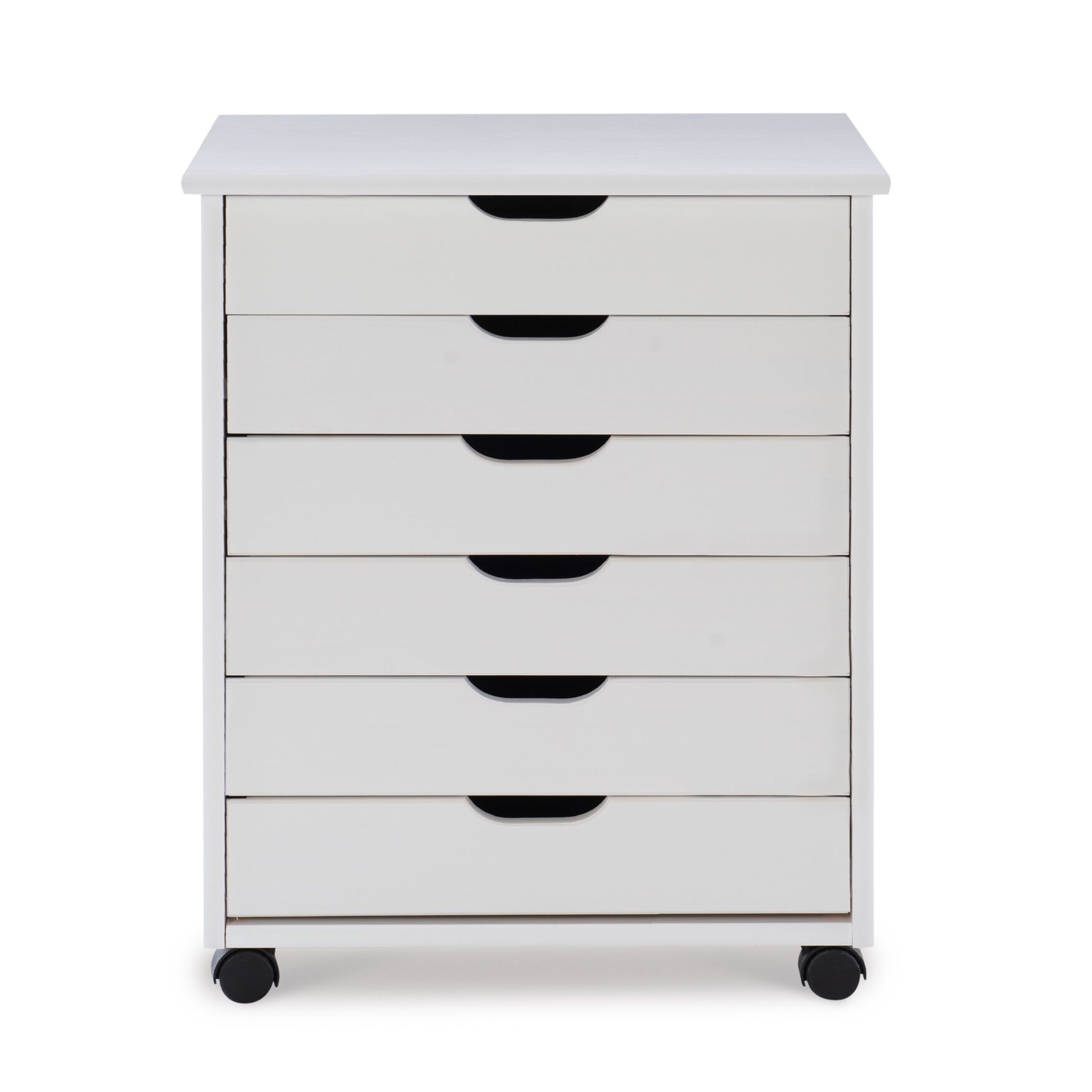 Croghan Six Drawer Wide Rolling Storage Cart, WHITE, hi-res image number 0