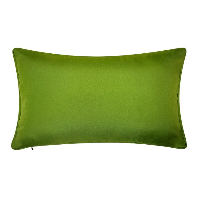 New York Botanical Garden® Indoor/Outdoor Raffia Embroidered Leaves Decorative Throw Pillow 12X20, Green Multi, , on-hover image number 1