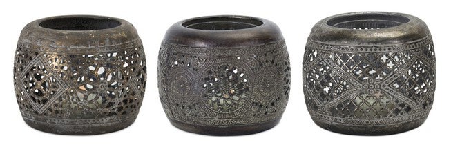 Votive Holder (Set of 6) 4.5 inchesDx 4 inchesH Metal, SILVER/BRONZE, alternate image number null