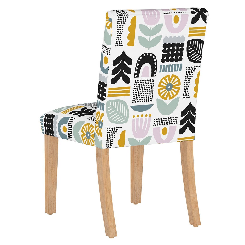 Back/right side view of Helsinki Block Dining Chair displaying pattern and legs