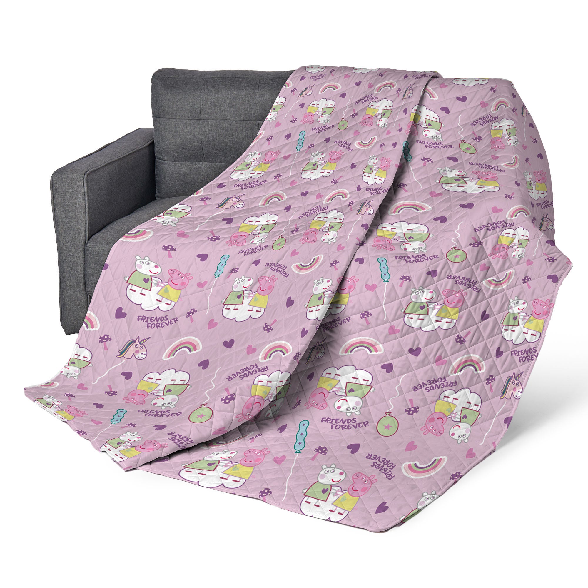 Peppa Pig Peppa Fairgrounds Quilted Throw Blanket 60 x 80 inches, PINK, hi-res image number 0