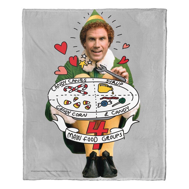 Wb Elf 4 Food Groups Silk Touch Throw Blanket, , on-hover image number null