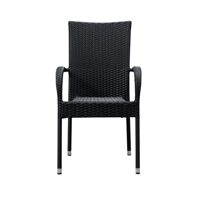 Morgan Outdoor Wicker Stacking Chair - Black - Set of 4, , alternate image number null