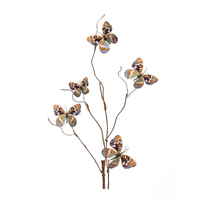 Blue And Orange Wire Butterfly Spray (Set Of 6), BLUE, hi-res image number 0
