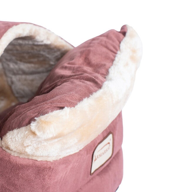 Faux Fur, Faux Suede Pet Cat Dog Cave Pet Bed, Beige/Laurel Green, , alternate image number 7