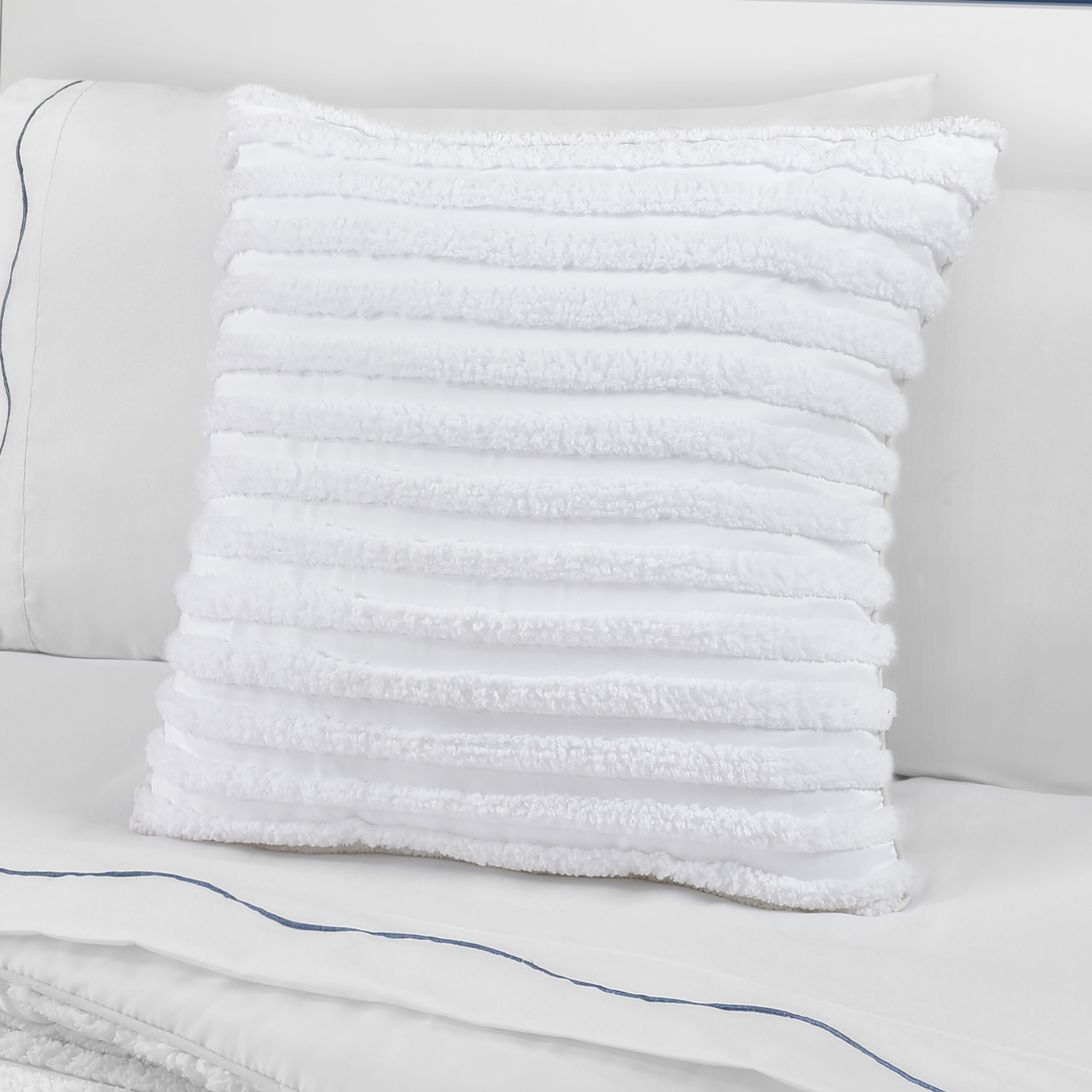 DARBY 20 inches SQUARE DECORATIVE THROW PILLOW, WHITE, alternate image number 2