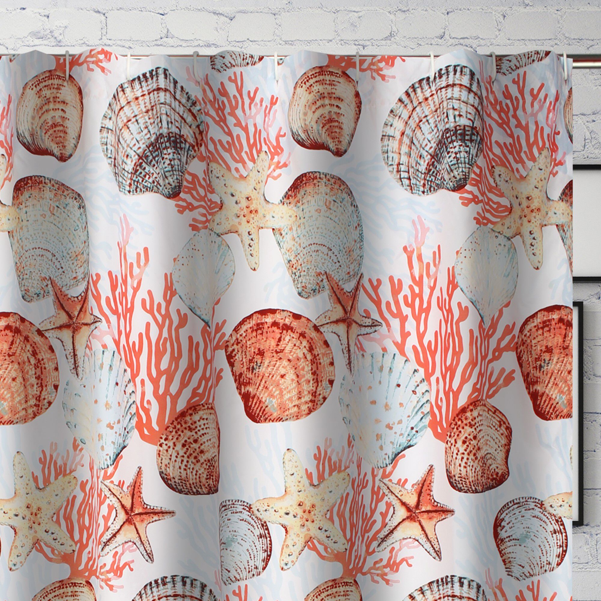 Beach Days Bath and Shower Curtain, CORAL, alternate image number 2