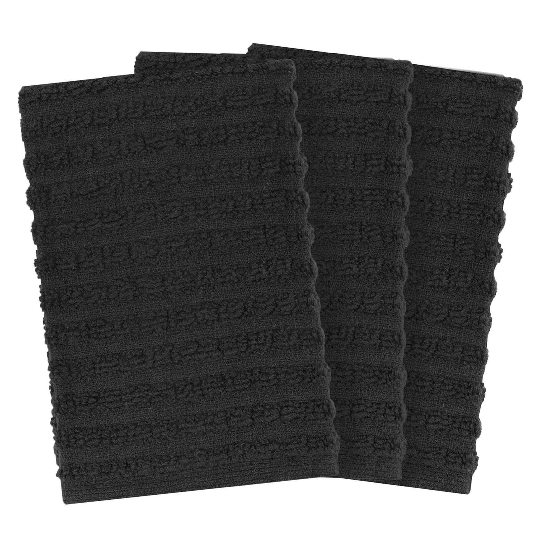 Royale 3Pk Solid Dish Cloth, BLACK, hi-res image number 0