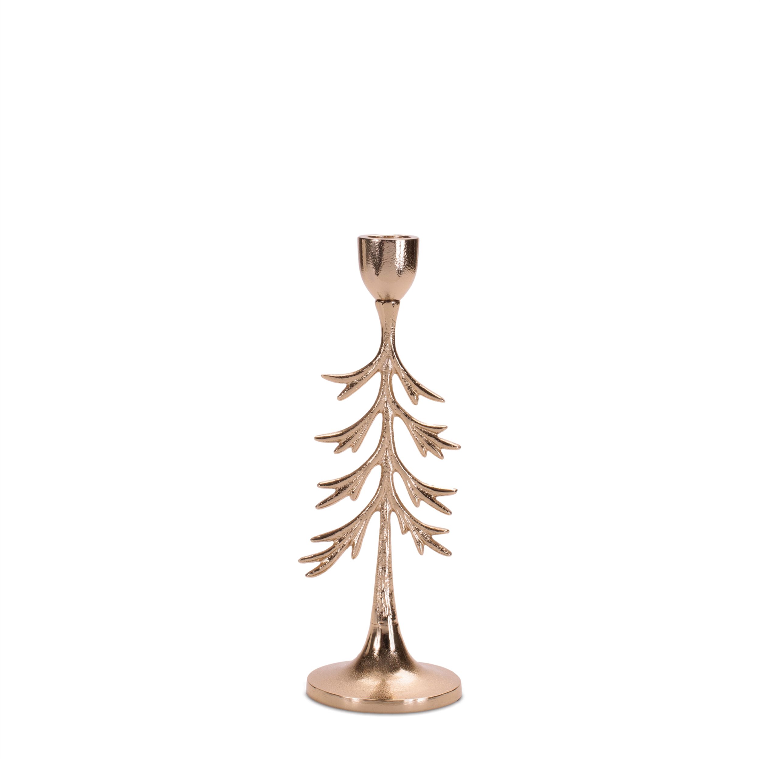 Metal Pine Tree Taper Candle Holder (Set of 2), GOLD, alternate image number 4