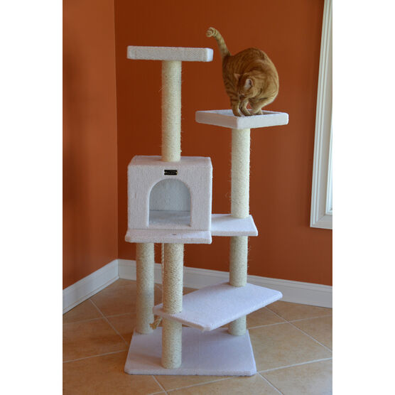 Real Wood 57" Fleece Covered Cat Tree Climber, , on-hover image number null
