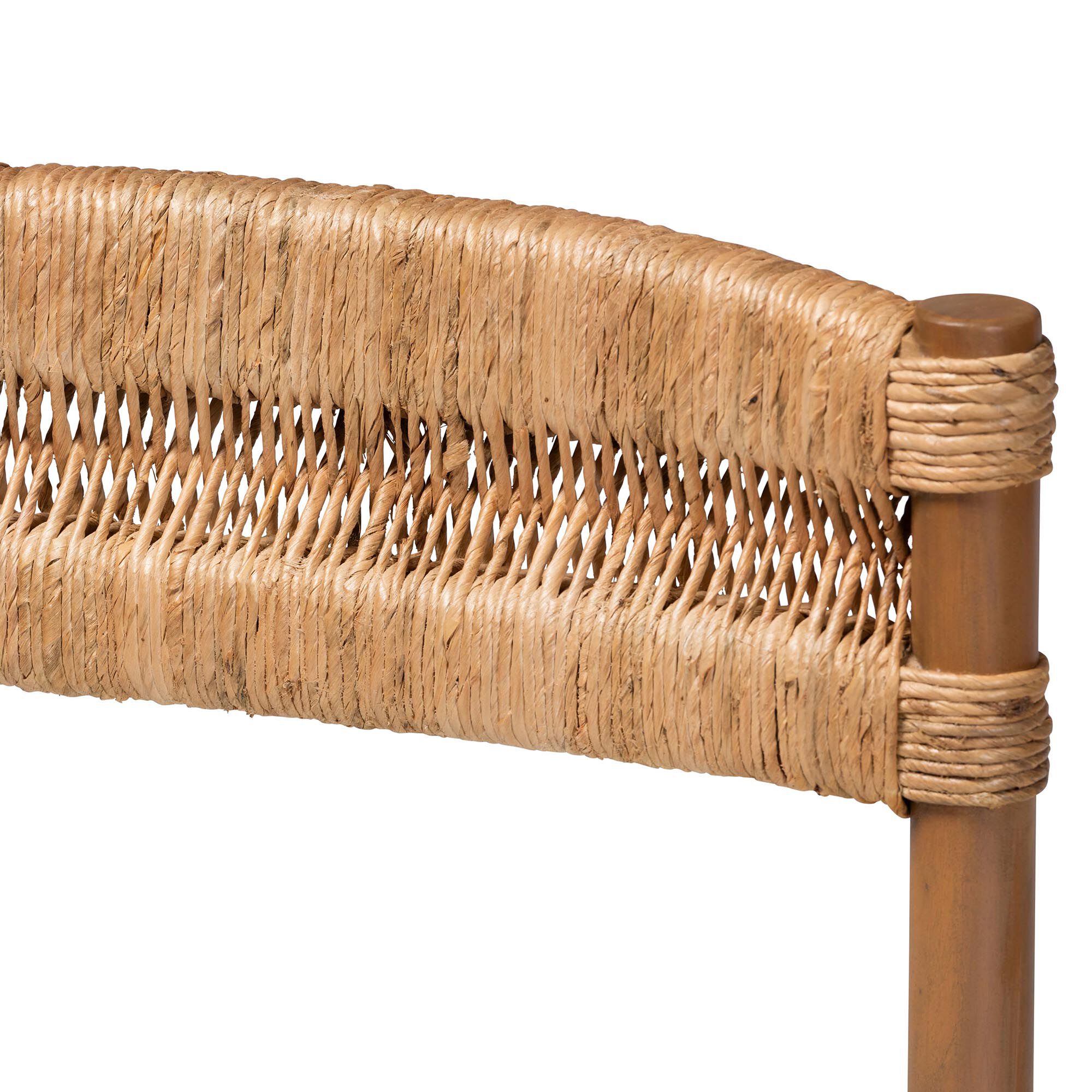 Elvera Woven Seagrass and Mahogany Wood Dining Chair, WALNUT, alternate image number 5