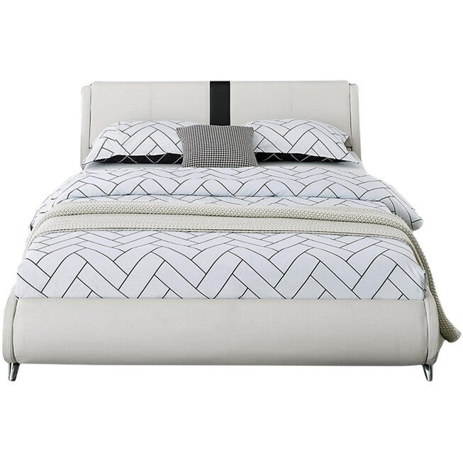 Carlton Platform Bed, King, White with 2 Nightstands, WHITE, alternate image number null