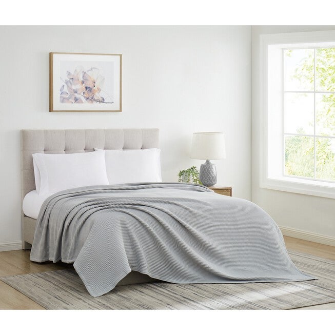 Heritage Cotton Waffle Blanket, GREY, hi-res image number null