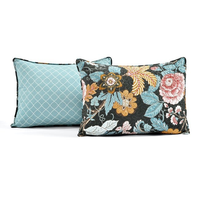 Lush Décor Sydney Quilt Black/Blue 3Pc Set, , alternate image number null