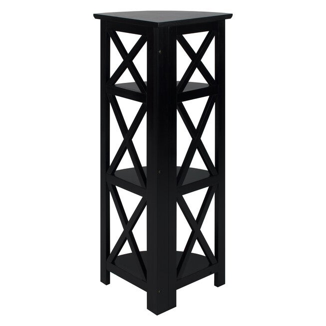 Montego 4-Shelf Corner Folding Bookcase-Black, , alternate image number 2