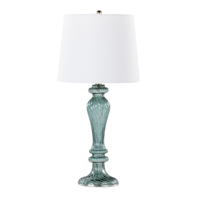Windsor 25 inches Glass Table Lamp - Set Of 2, TURQUOISE OFF WHITE NICKEL, hi-res image number null