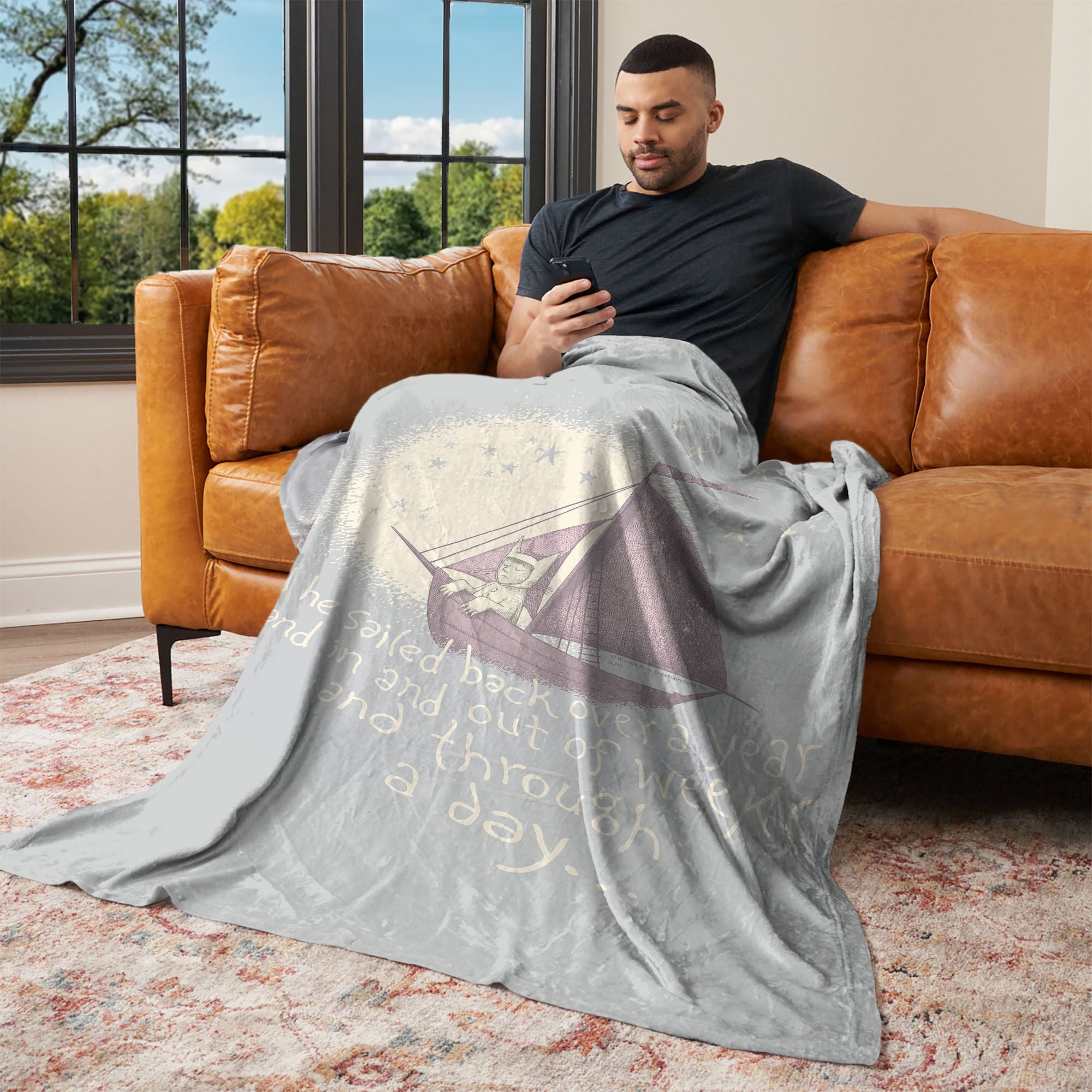 Warner Bros. Where the Wild Things Are He Sailed Silk Touch Throw Blanket 50x60 Inches, GRAY, alternate image number 2