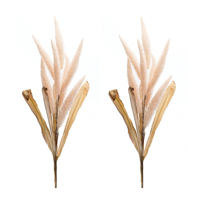 Foxtail Stem (Set of 2) 35.5 inchesH Polyester, PINK/BEIGE, alternate image number 2