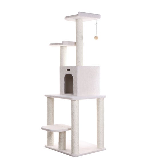 Classic 62" Real Wood Cat Tree With Levels, Condo And Two Perches, , alternate image number null