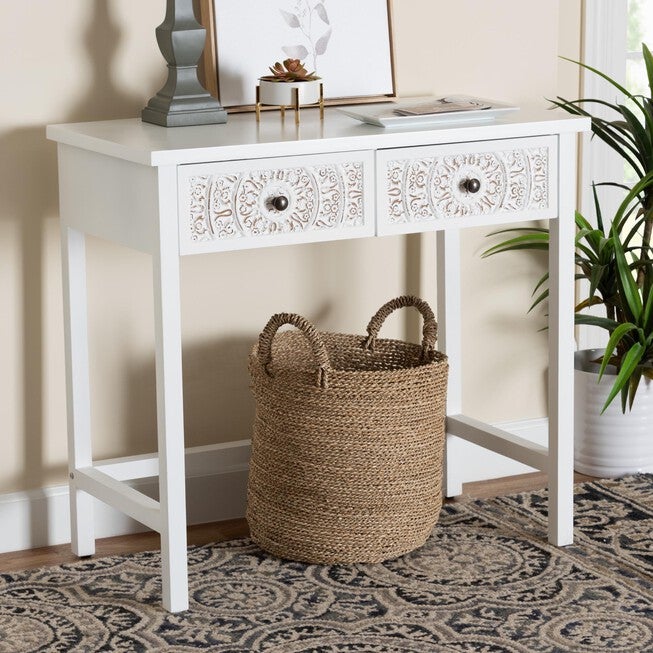 Yelena Classic And Traditional White Finished Wood 2-Drawer Console Table, , alternate image number 7