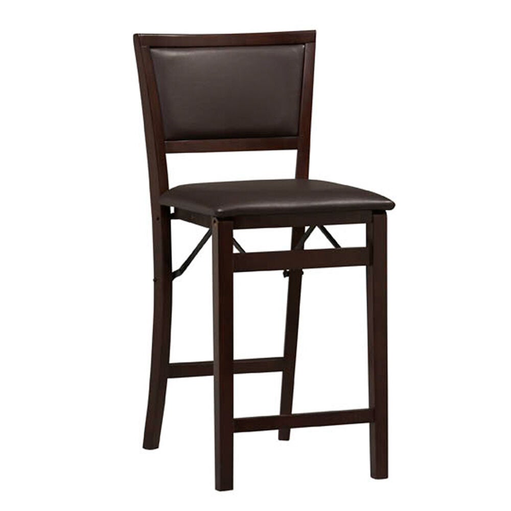 Dark brown leather and metal counter stool