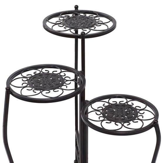 Set Of 3 Brown Metal Traditional Plantstand, , alternate image number null