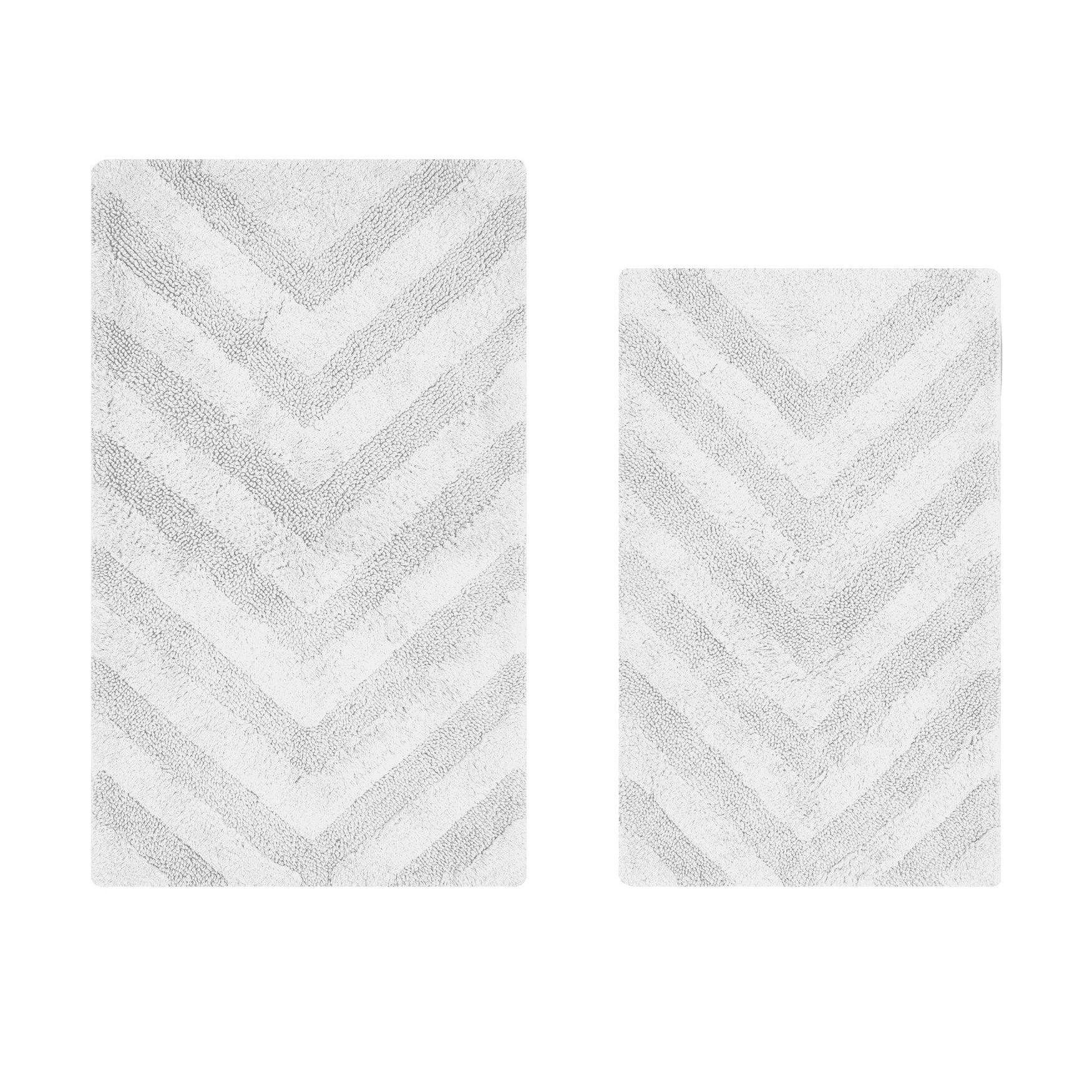Hugo Collection 100% Cotton 2 Piece (21 inches X 34 inches | 24 inches X 40 inches) Bath Rug Set, WHITE, hi-res image number 0