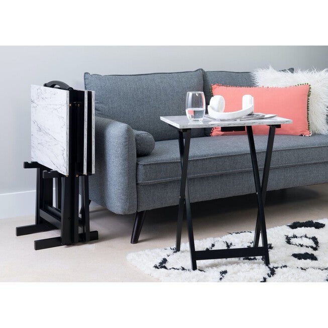 Jasper Tray Table Set White Faux Marble, , alternate image number 10