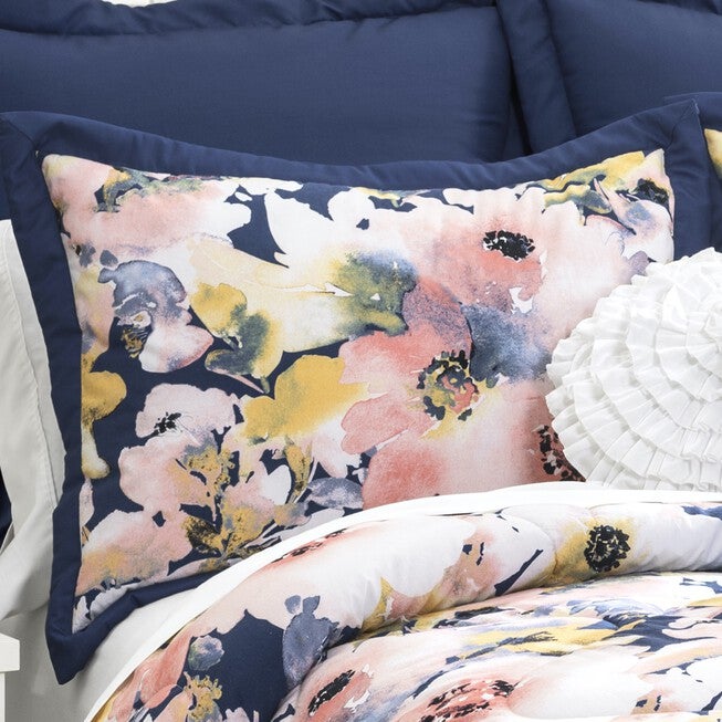 Lush Décor Floral Watercolor Comforter Blue 7-Pc. Set, , on-hover image number null