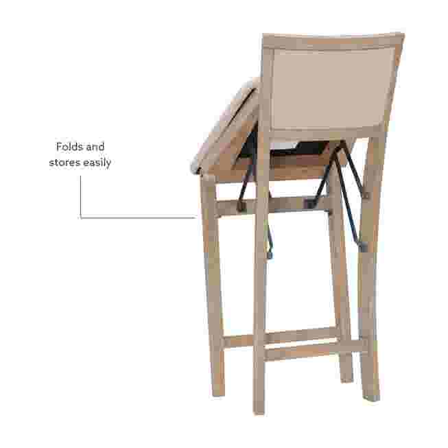 Rear view of the stool showing the folding mechanism