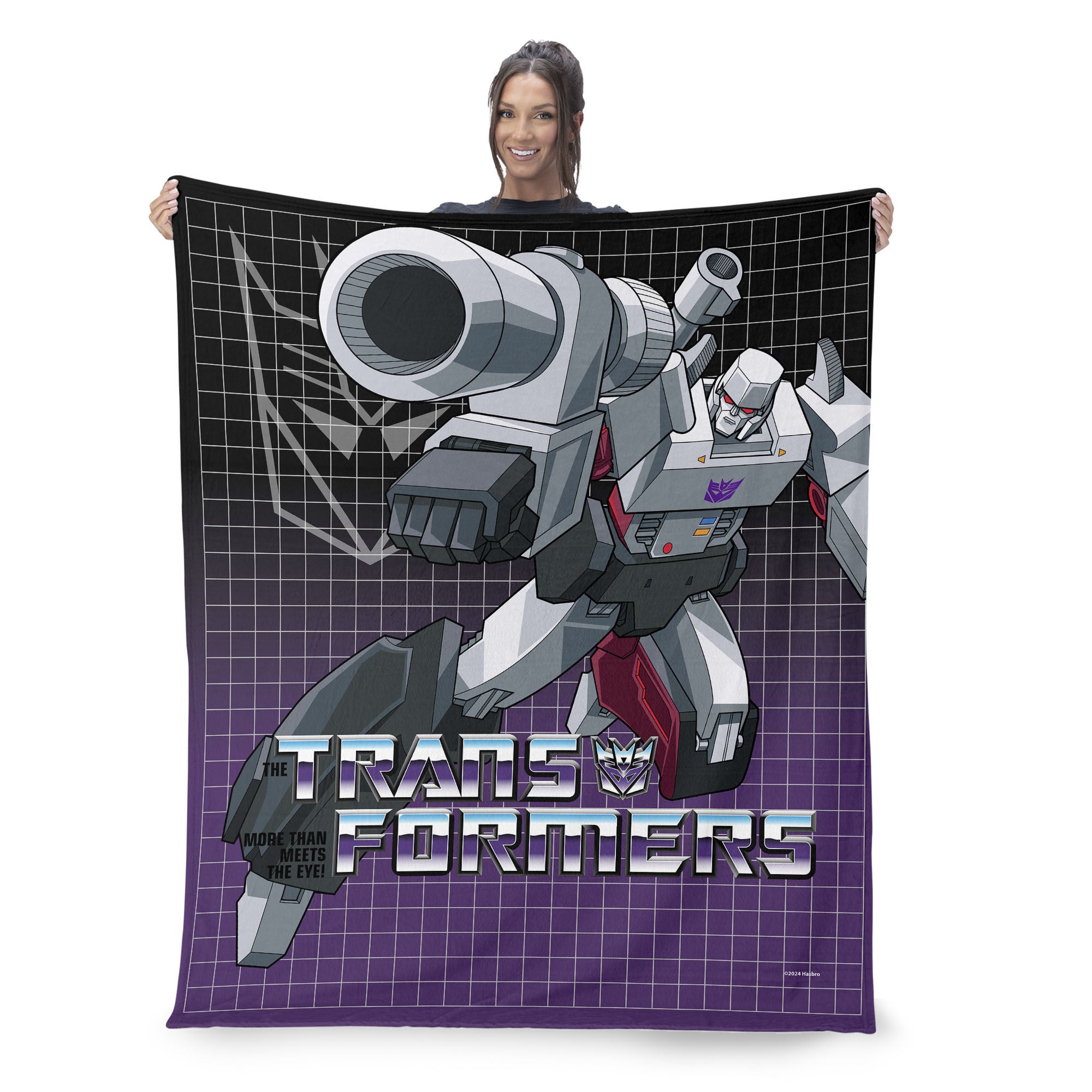 Hasbro Transformers G1 Grid Megatron Silk Touch Throw Blanket 40X50 Inches, GRAY, on-hover image number null