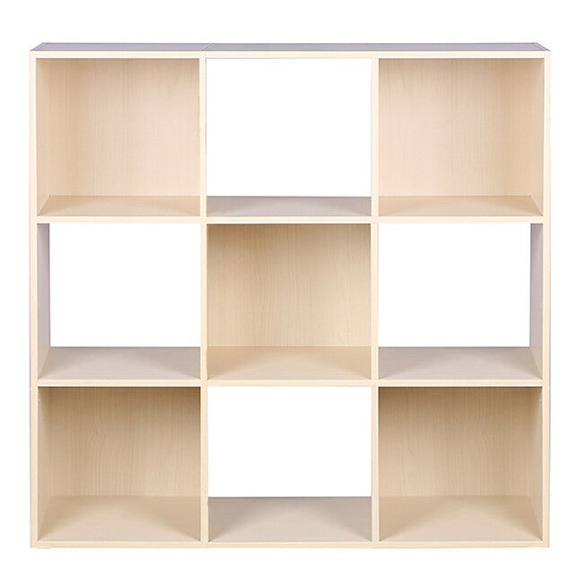 Home Basics Open and Enclosed 9 Cube MDF Storage Organizer Oak, OAK, hi-res image number null