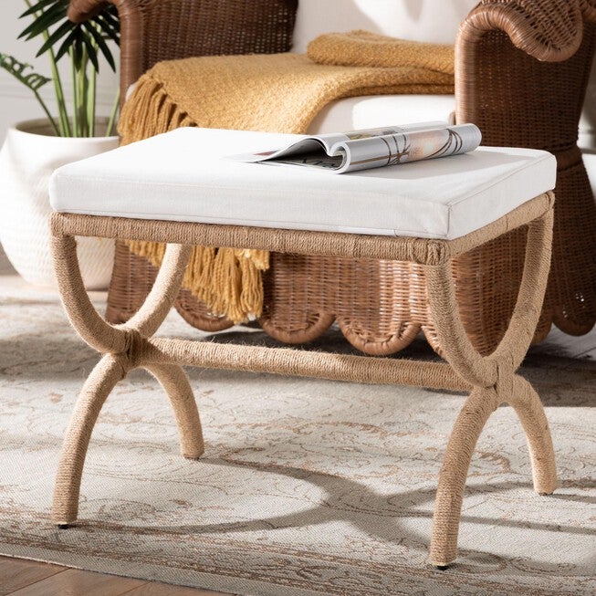 bali & pari Maliyah Japandi Natural Jute Ottoman, NATURAL BROWN, hi-res image number 0