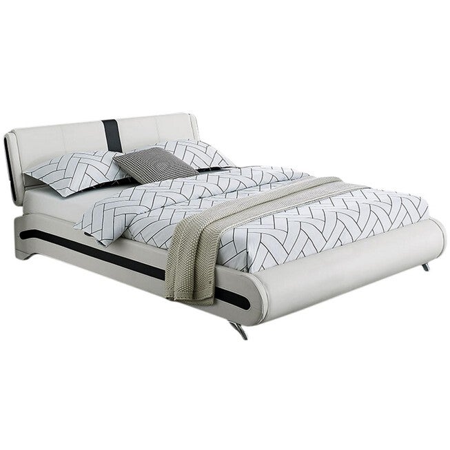 Carlton Platform Bed, King, White with 2 Nightstands, WHITE, alternate image number null