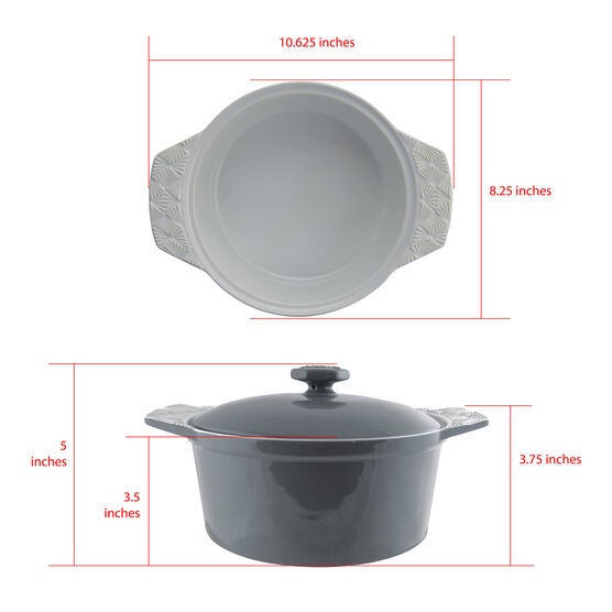 2 Quart Stoneware Round Casserole With Lid, , alternate image number null