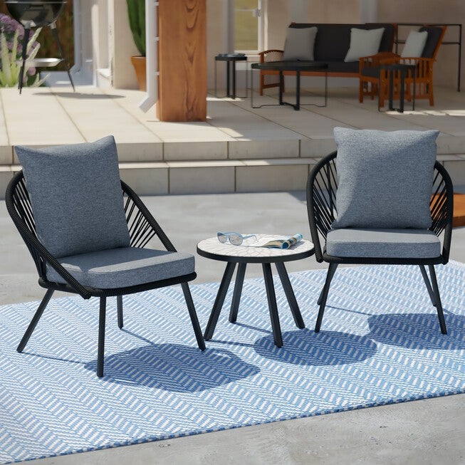 Wallinca Outdoor Seating Set 3Pc, BLACK, hi-res image number null