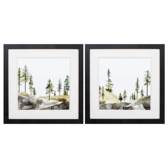 Pine Hill Framed Wall Décor, Set Of 2, GREEN, hi-res image number null