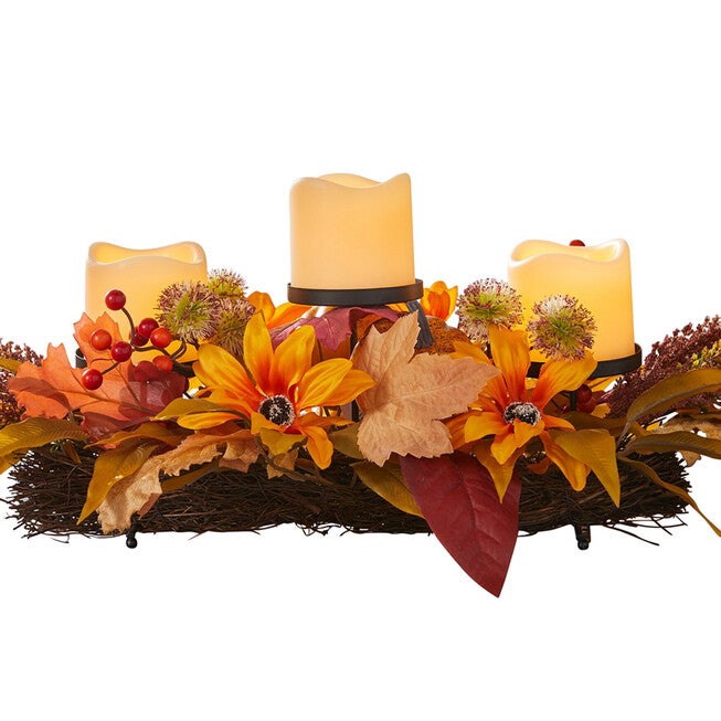 Pre-Lit Harvest Daisy Candleholder Centerpiece, DAISY, hi-res image number null