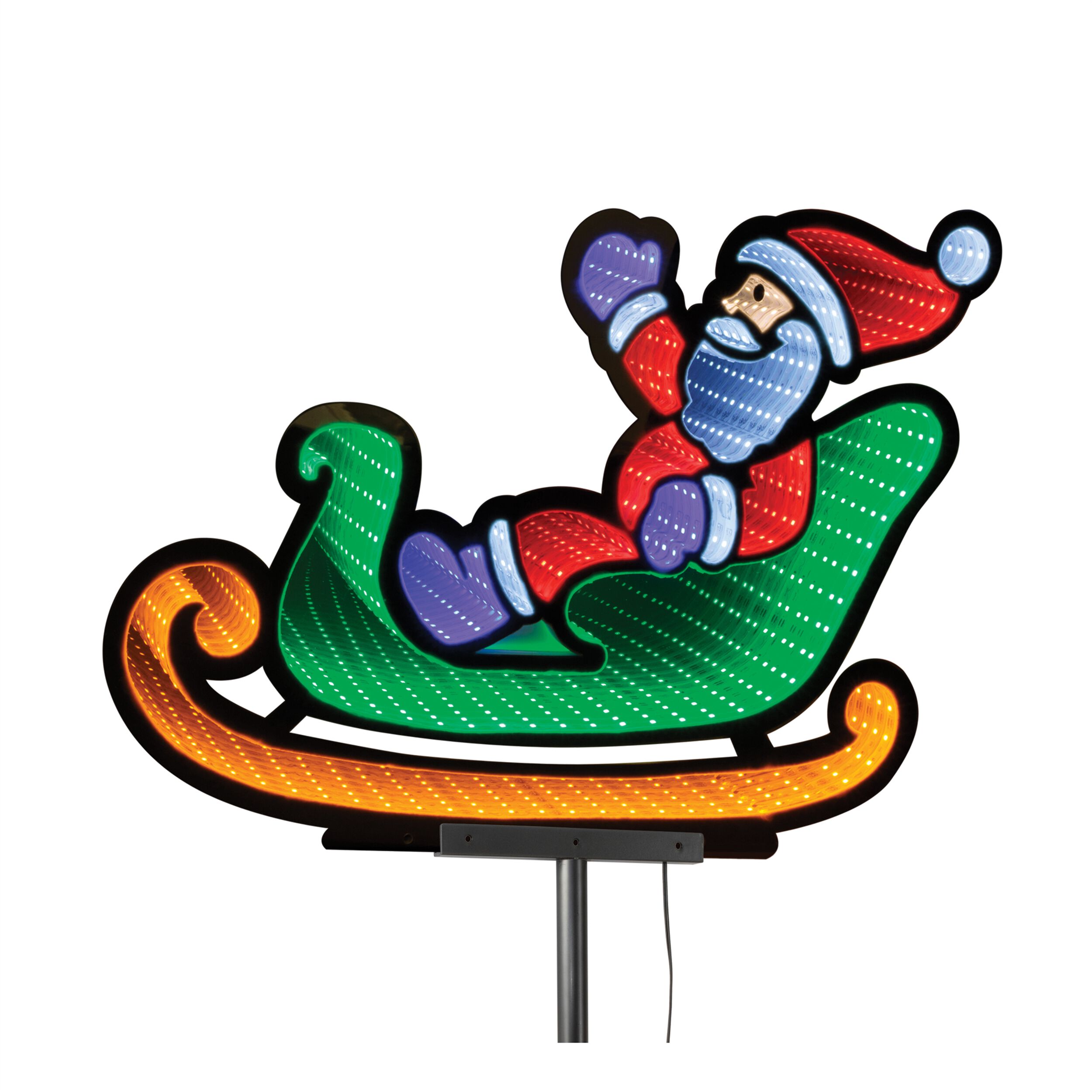 Santa and Sleigh Pathway Light Ekkolight (Set of 4), MULTICOLOR, alternate image number 4