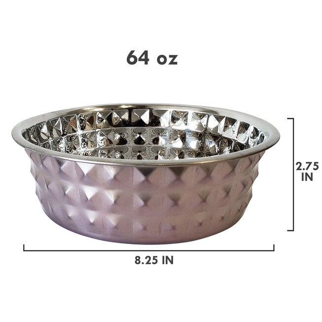 Stainless Steel Diamond Textured Dog Bowl - Lavender, , alternate image number 2
