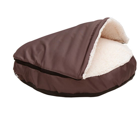 Happycare Tex Durable Oxford to Sherpa Pet Cave and Round Pet Bed, 25", with Removable top and Insert, Coffee, , on-hover image number null
