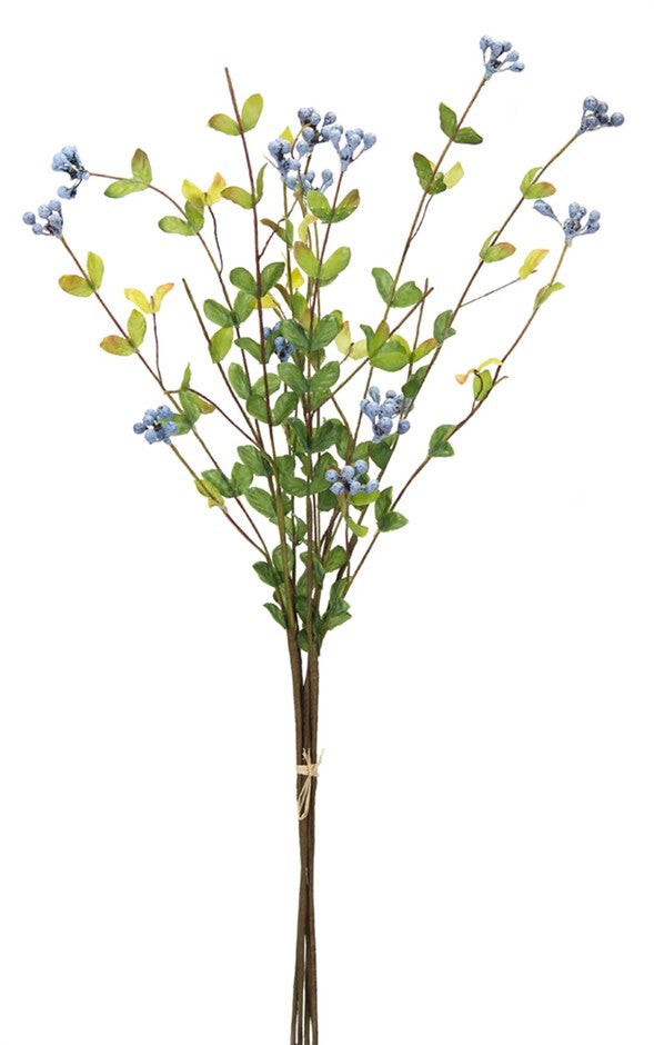 Berry Bundle (Set of 12) 21 inchesH Polyester/Wire, GREEN/BROWN/BLUE, alternate image number 1