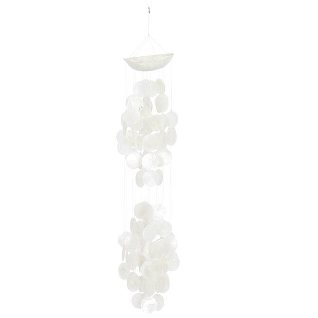 White Capiz Coastal Windchime, WHITE, hi-res image number null